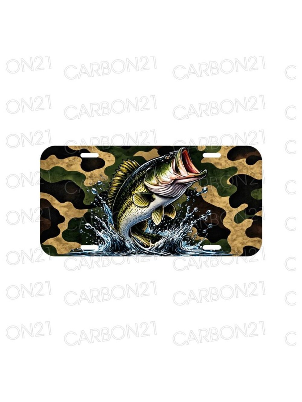 Camo Bass Fish Fishing Hunt Hunting Aluminum License Plate CAR SUV Truck NEW